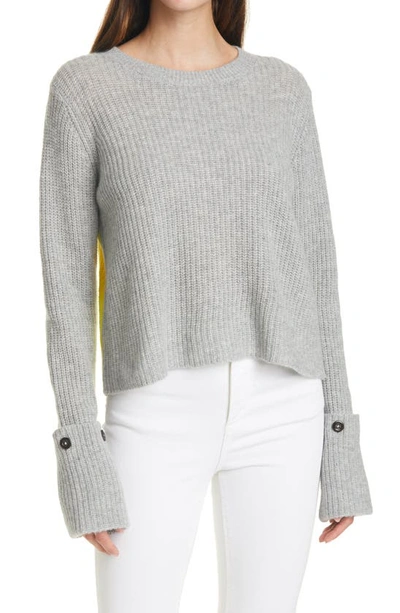 Shop Autumn Cashmere Colorblock Cashmere Shaker Sweater In Sweatshirt/ Volt