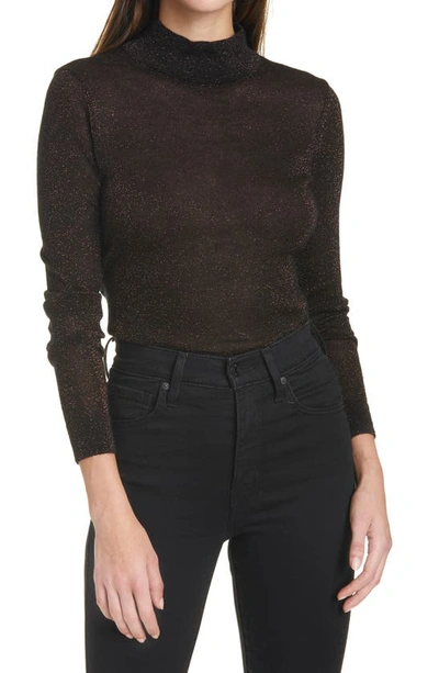 Shop Autumn Cashmere Shimmer Mock Neck Sweater In Black Magic