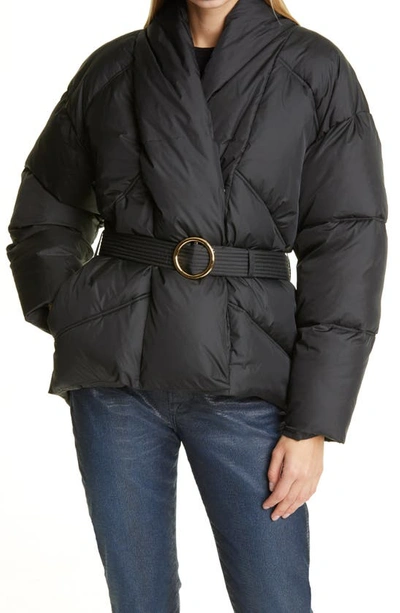 Shop Frame Wrap Puffer Coat In Noir