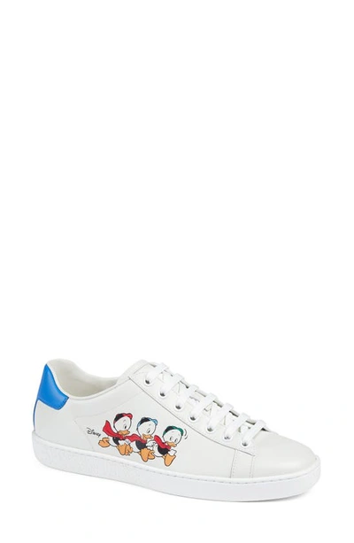 Shop Gucci X Disney Ace Huey, Dewey & Louie Low Top Sneaker In White/ White/ Blue
