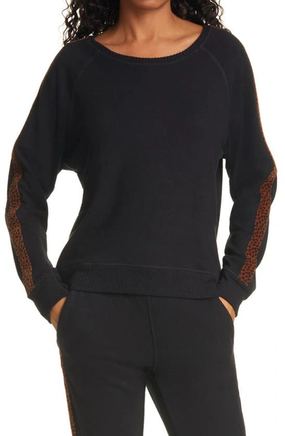 Rails Theo Velvet Leopard Side Stripe Sweatshirt In Black Velvet Leopard |  ModeSens