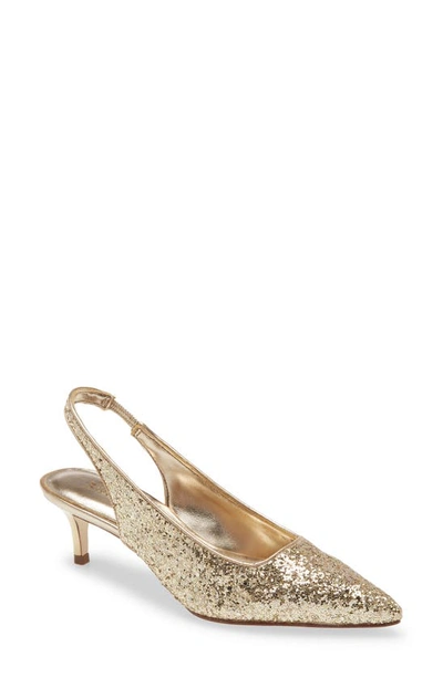 Shop Lilly Pulitzerr Shaina Metallic Slingback Pump In Gold Metallic Faux Leather