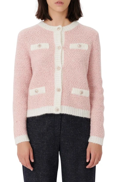Shop Maje Cardigan Sweater In Pink