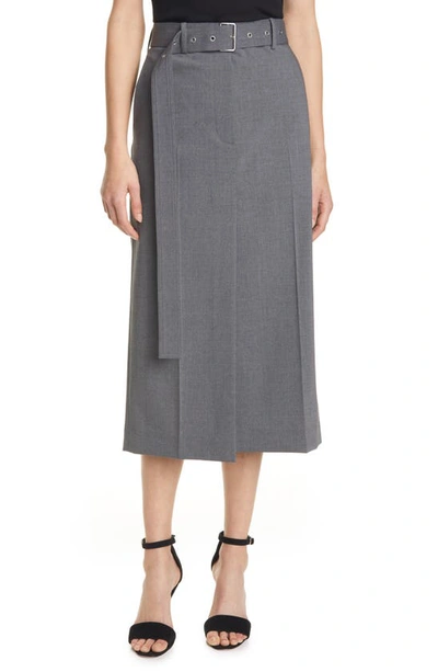 Shop Helmut Lang Wool Blend Trouser Skirt In Light Grey Melange