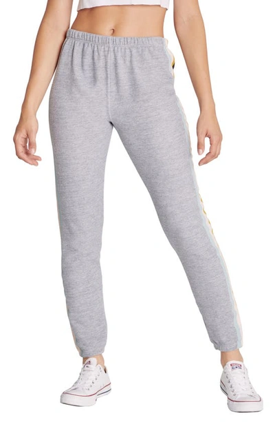Shop Wildfox Knox Striped Joggers In Heather Grey