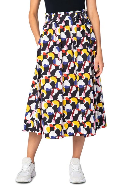 Shop Akris Punto Belted Floating Dot Midi Skirt In Black-red-purple