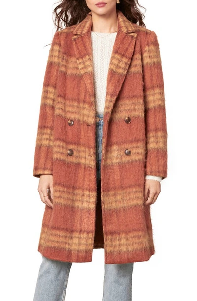 Shop Cupcakes And Cashmere Vera Double Breasted Plaid Coat In Rust