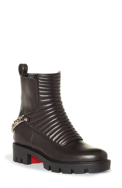 Shop Christian Louboutin Maddic Max Chain Detail Combat Boot In Black