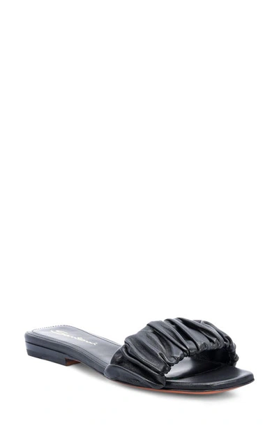 Shop Santoni Allonge Leather Slide Sandal In Black