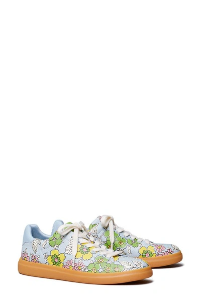 Shop Tory Burch Howell Court Floral Sneaker In Blue Wallpaper Floral / Blue