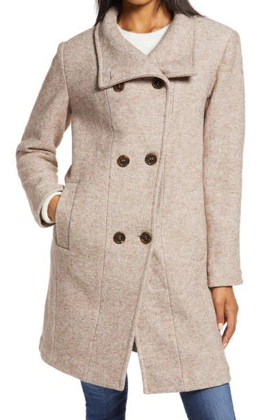 Shop Ellen Tracy Double Breasted Wool Blend Coat In Taupe