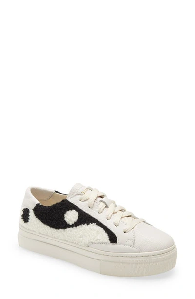 Shop Soludos Yin Yang Platform Sneaker In Black White Leather