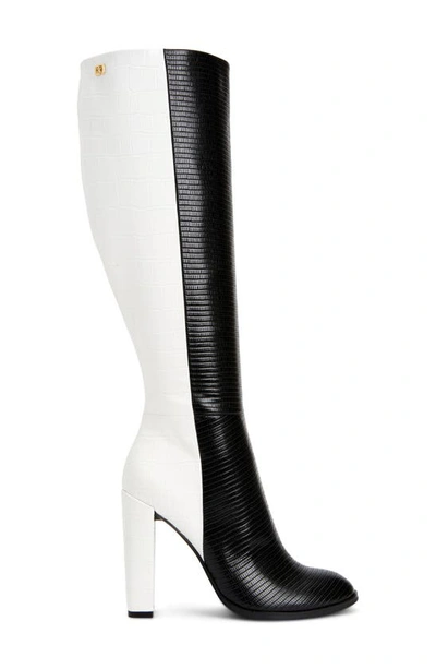Shop Calvin Klein Kerie Colorblock Knee High Boot In Black/ White