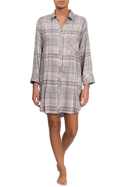 Shop Everyday Ritual Metallic Boyfriend Shirt In Grey/ Gold Lurex