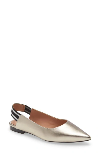 Shop Linea Paolo Delilah Slingback Flat In Chrome Lather