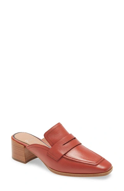 Shop Linea Paolo Galia Block Heel Mule In Coral Leather