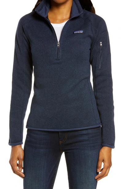 Shop Patagonia Better Sweater Quarter Zip Performance Jacket In New Navy