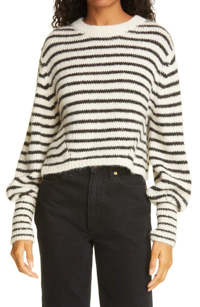 Shop Eleven Six Kara Stripe Crop Sweater In Ivory Black Stripe