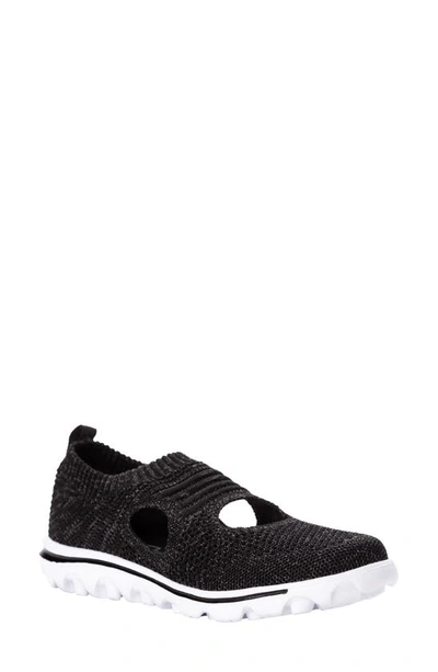 Shop Propét Travelactiv Avid Slip-on Sneaker In Black Fabric