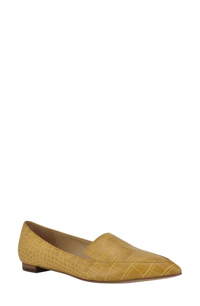 Shop Nine West 'abay' Pointy Toe Loafer In Mustard Croco