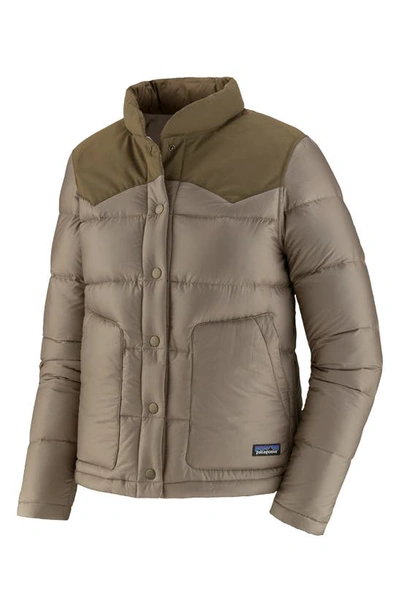 Shop Patagonia Bivy Water Repellent 700 Fill Power Down Jacket In Furry Taupe