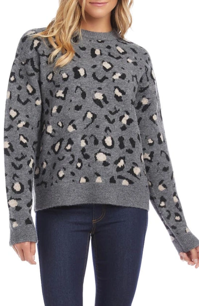 Shop Karen Kane Leopard Jacquard Sweater In Gra