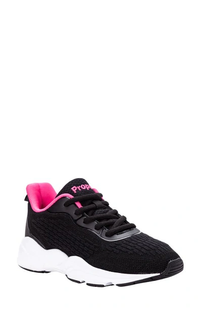 Shop Propét Stability Strive Sneaker In Black/ Hot Pink Fabric