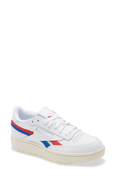 Shop Reebok Club C Double Platform Sneaker In White/ Blue/ Red