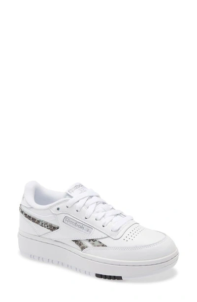 Shop Reebok Club C Double Platform Sneaker In White/ Silver/ Black