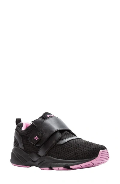 Propét Stability X Strap Womens Mesh Slip On Athletic Shoes In Black/ Berry Fabric