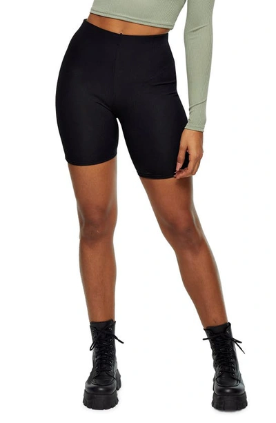 Shop Topshop Ribbed Bike Shorts In Black