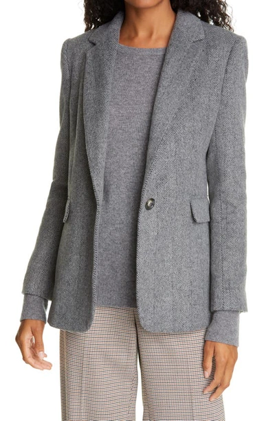 Shop Helene Berman Carine Jacket In Dark Grey Herringbone