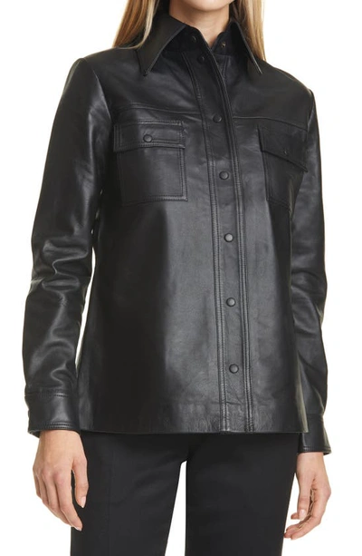 Shop Remain Birger Christensen Rosalee Leather Shirt In Black