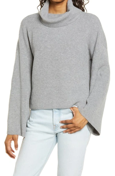 Shop Lulus Fireside Chats Turtleneck Sweater In Heather Grey