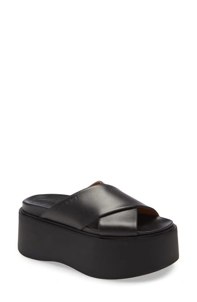 Shop Marni Platform Wedge Slide Sandal In Black