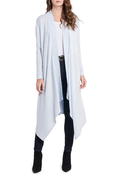 Shop 1.state Drape Front Maxi Cardigan In Pale Blue Heather