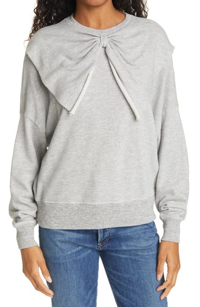 Shop The Great The Bow Sweatshirt In Light Heather Grey