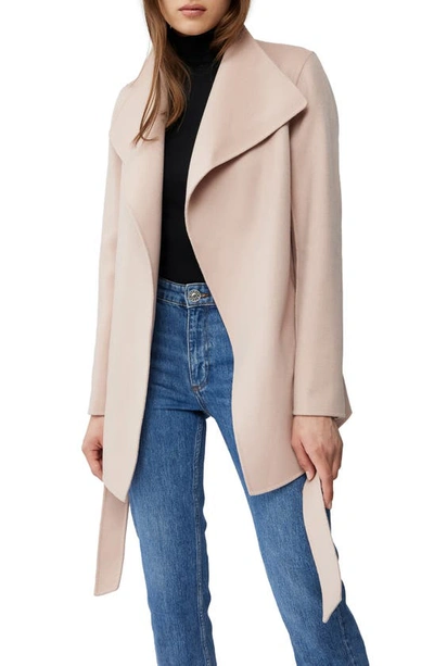 Shop Mackage Azara Water Resistant Wool & Leather Wrap Coat In Petal