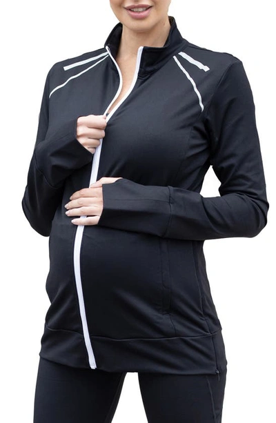 Shop Angel Maternity Maternity Workout Jacket In Black
