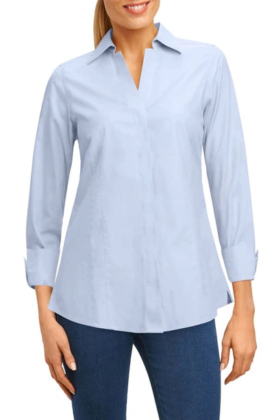 Shop Foxcroft Taylor Fitted Non-iron Shirt In Blue Wave