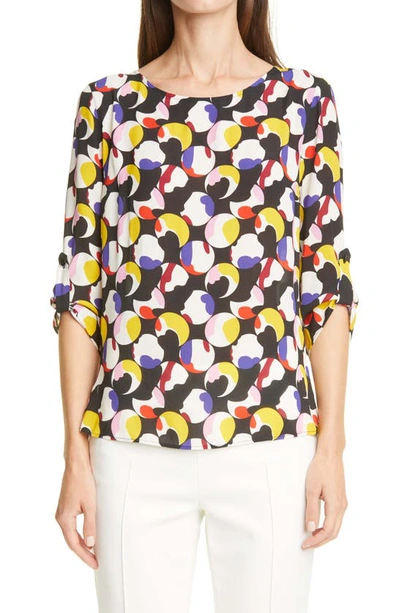 Shop Akris Punto Abstract Dot Blouse In Black-purple-red