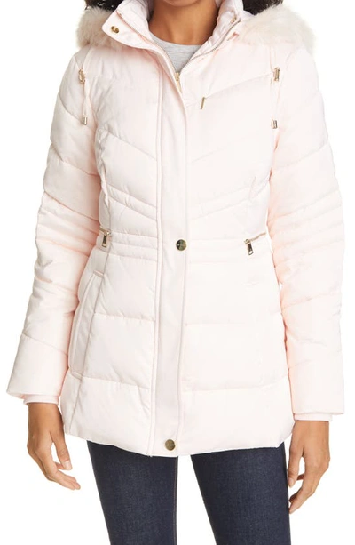 Ted Baker Womens Lt-pink Maliiva Faux Fur-trimmed Padded Shell Coat 12 In  Light Pink | ModeSens