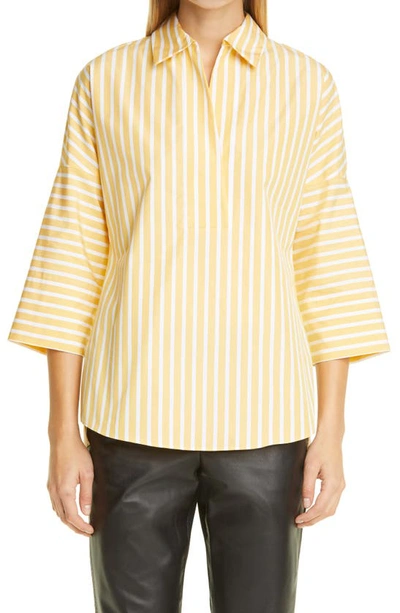 Shop Akris Punto Kodak Stripe Poplin Blouse In Yellow-cream