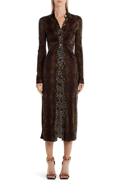 Shop Versace Python Jersey Shirtdress In Natural Print