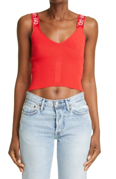 Shop Off-white Bold Crop Knit Tank In Red No Color