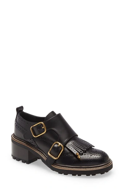 Shop Chloé Franne Monk Strap Loafer In Black