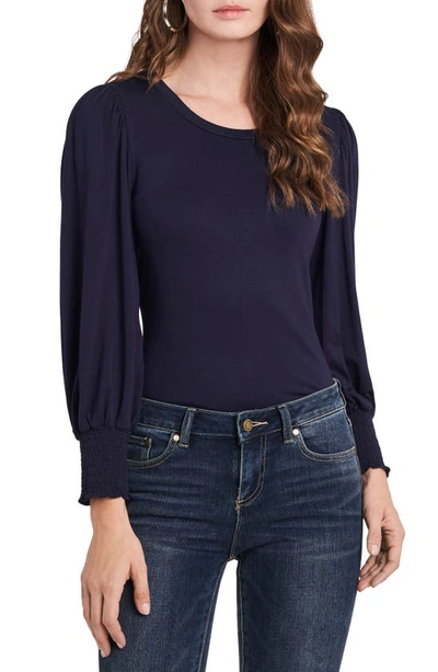 Shop 1.state Puffed Sleeve Knit Top In Classic Navy