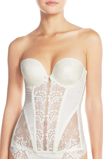 Shop Simone Perele 'wish' Lace & Satin Bustier In Ivory