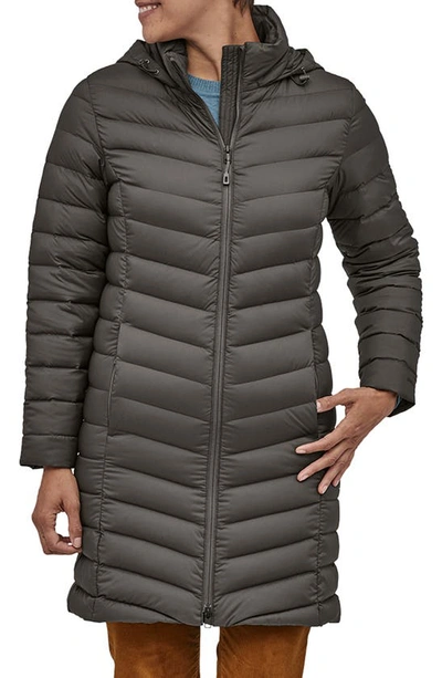 Shop Patagonia Silent 700 Fill Power Down Hooded Jacket In Forge Grey