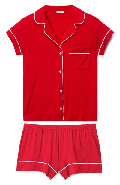 Shop Eberjey Gisele Jersey Knit Shorty Pajamas In Haute Red